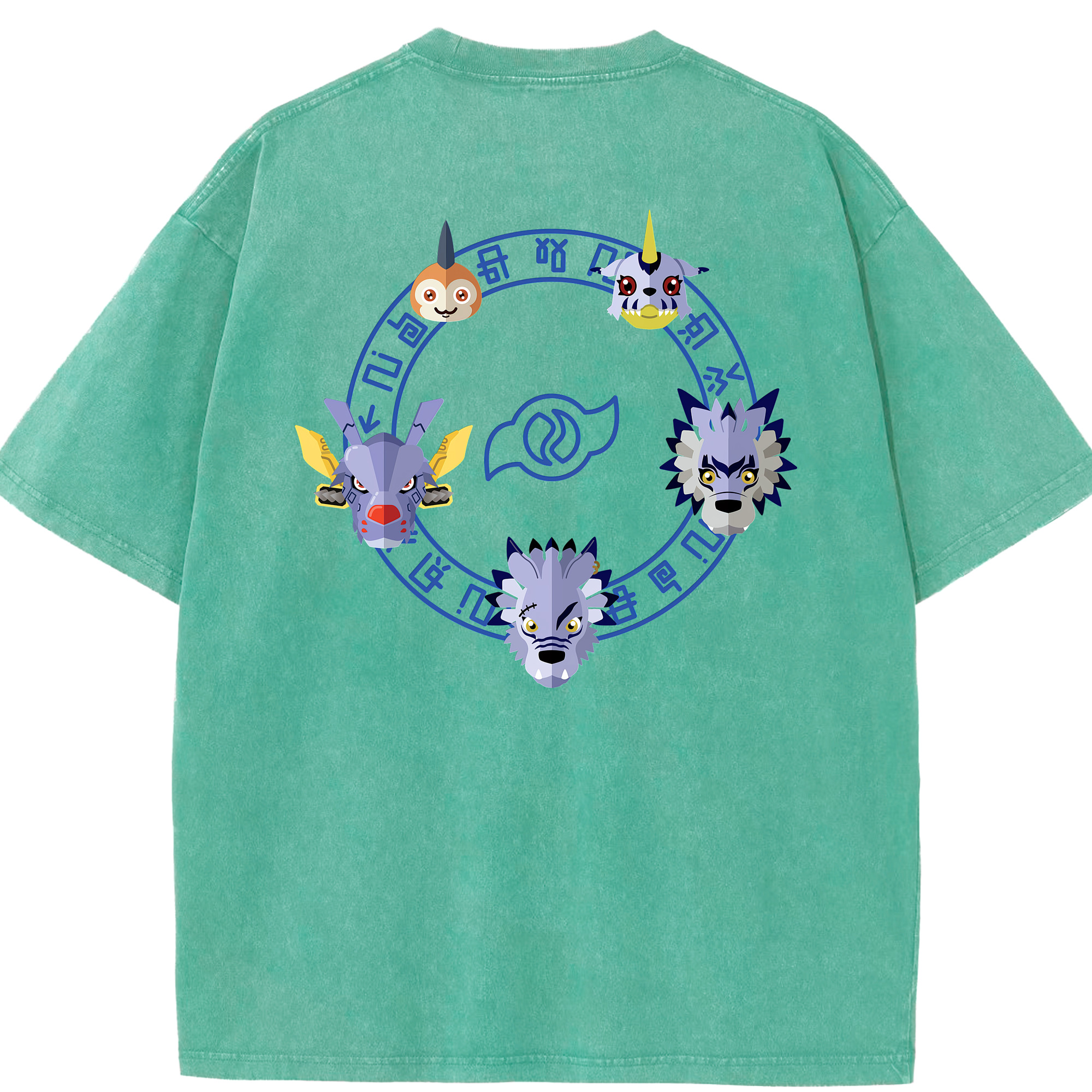 （画像用） Digimon デジタルモンスター/デジモン 綿100% ヴィンテージ風 半袖Tシャツ（背面プリント）